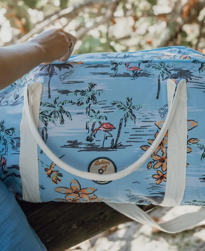 Flamingos Canvas Roll Bag | Turquoise