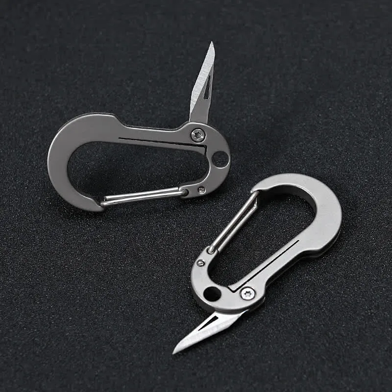 Folding Knife Pocket Cutter Carabiner Keychain