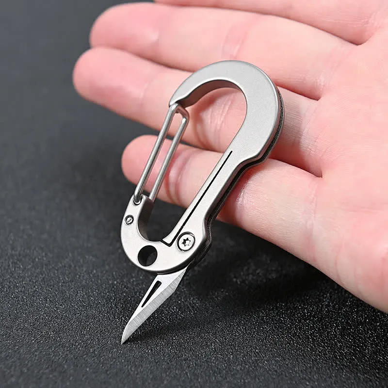 Folding Knife Pocket Cutter Carabiner Keychain