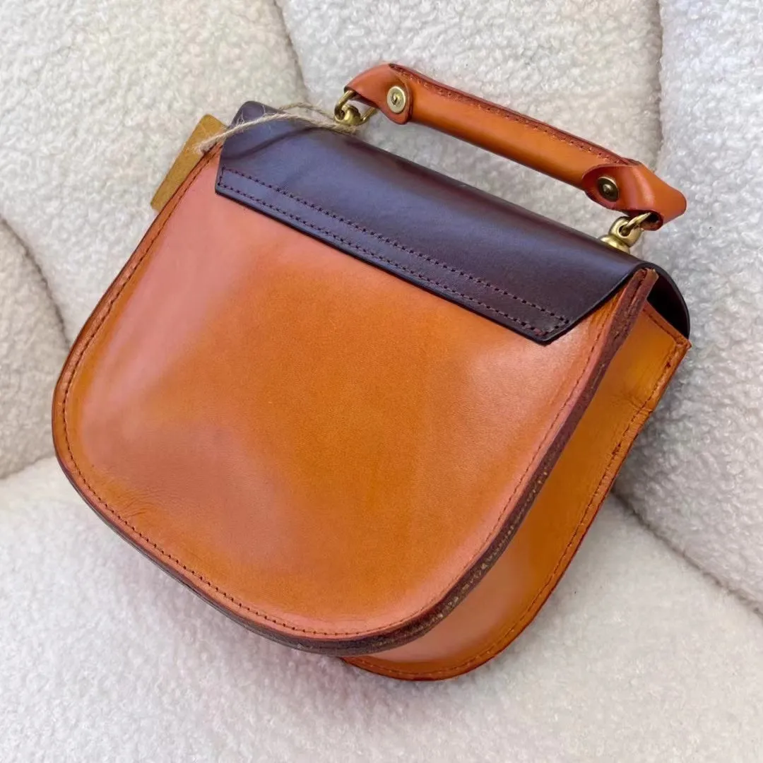 Genuine Leather Saddle Crossbody Bag Small Leather Saddle Bag Purse