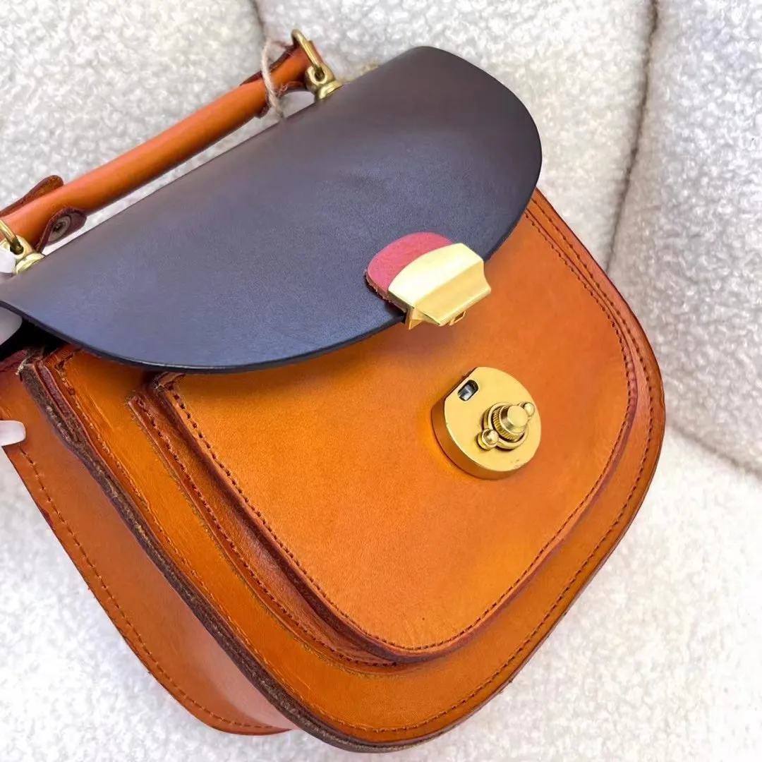 Genuine Leather Saddle Crossbody Bag Small Leather Saddle Bag Purse