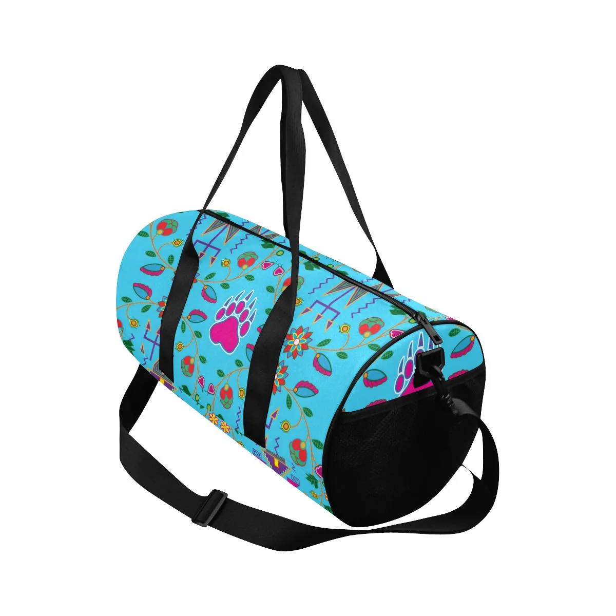 Geometric Floral Fall - Sky Blue Duffle Bag