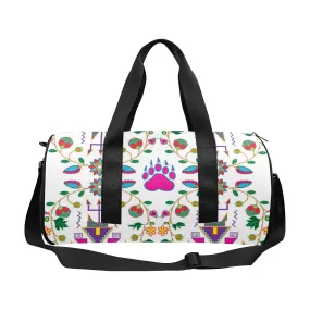 Geometric Floral Fall - White Duffle Bag