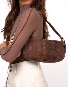 Gigi Shoulder Bag in Croc Chocolate