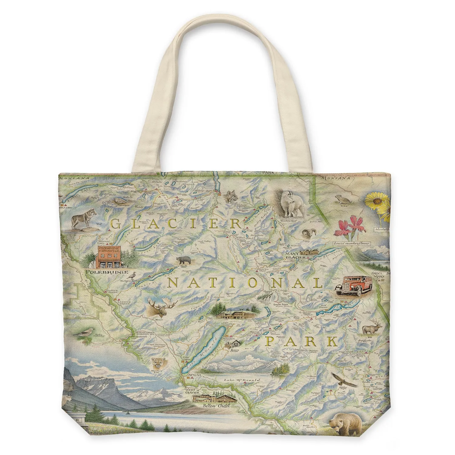 Glacier Map Canvas Tote Bag