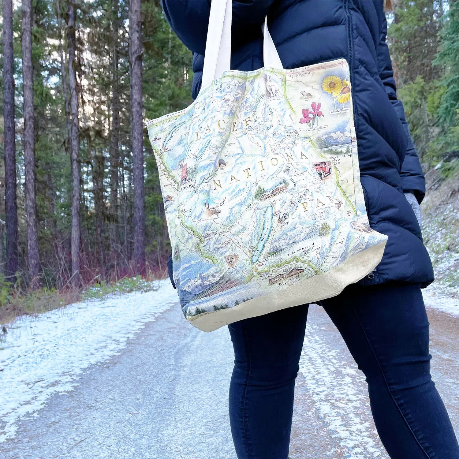 Glacier Map Canvas Tote Bag