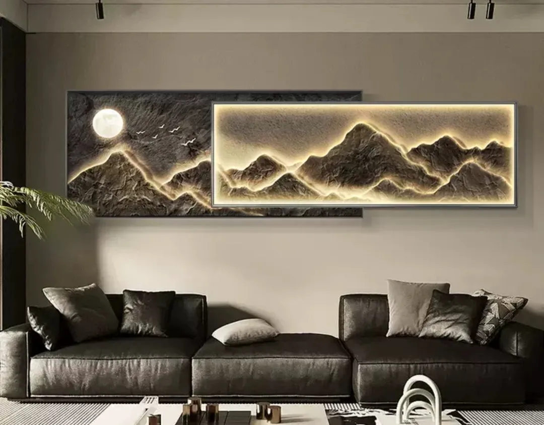 Golden Mountain Art Painting with LED