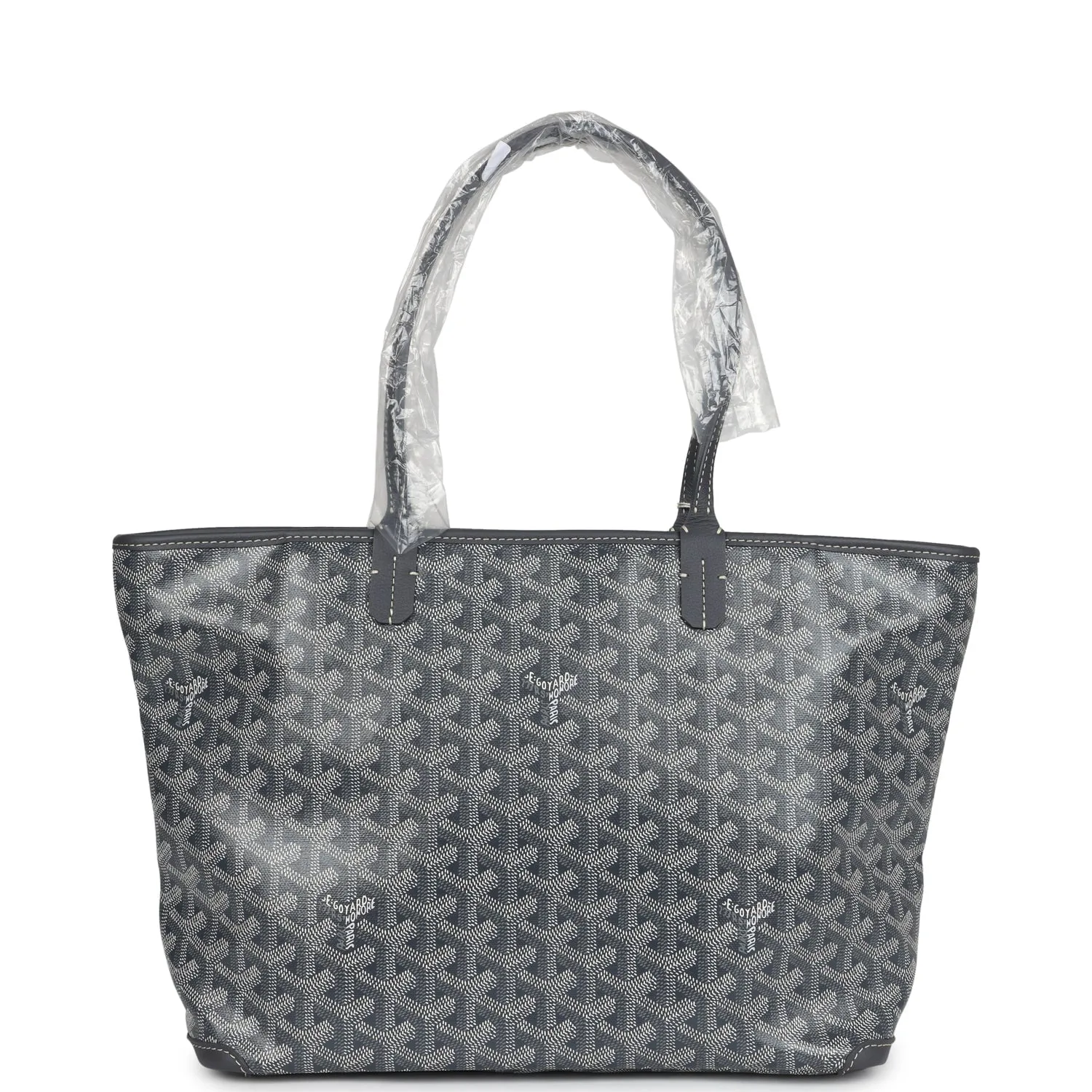 Goyard Goyardine Artois Tote PM Grey Canvas & Chevroches Calfskin Palladium Hardware