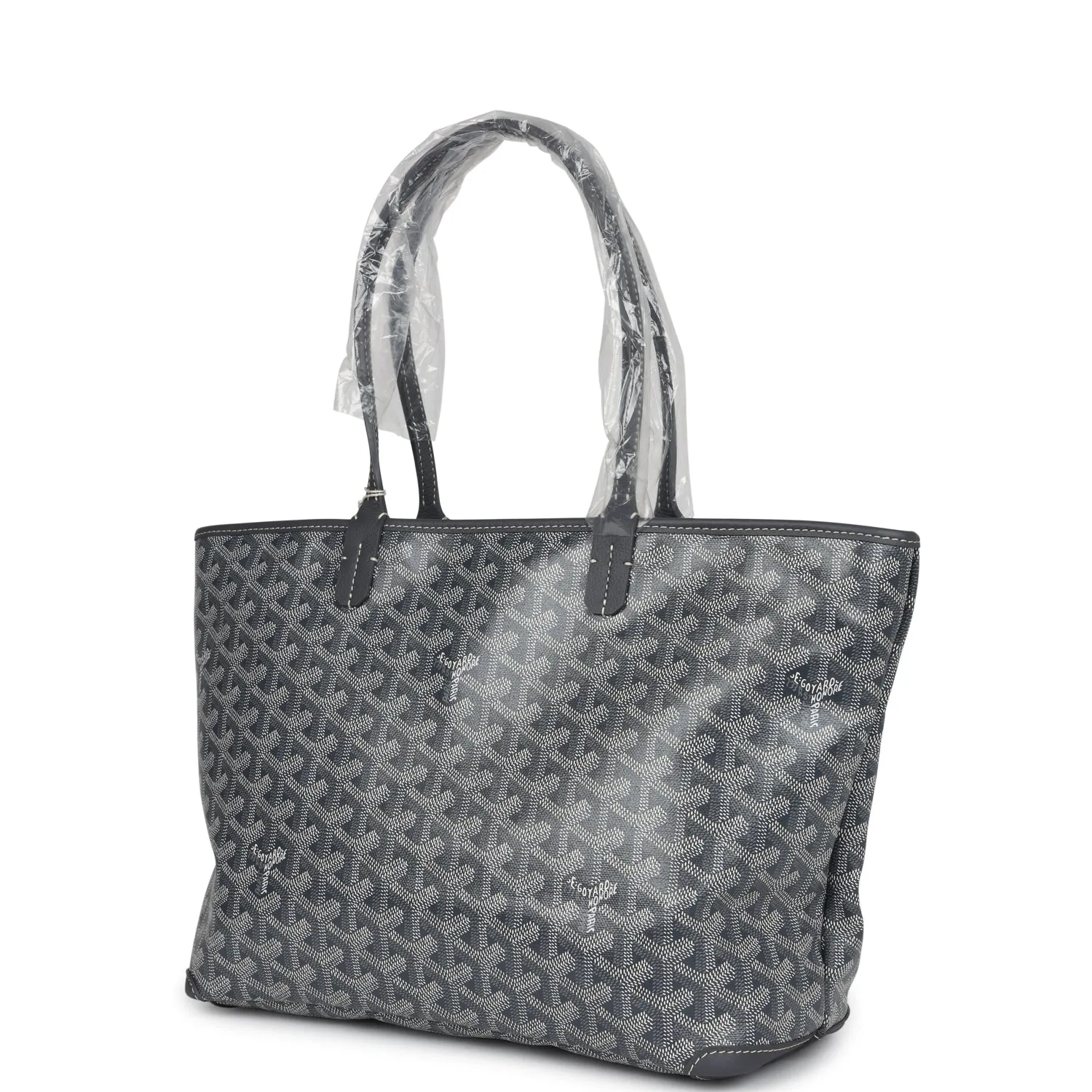 Goyard Goyardine Artois Tote PM Grey Canvas & Chevroches Calfskin Palladium Hardware