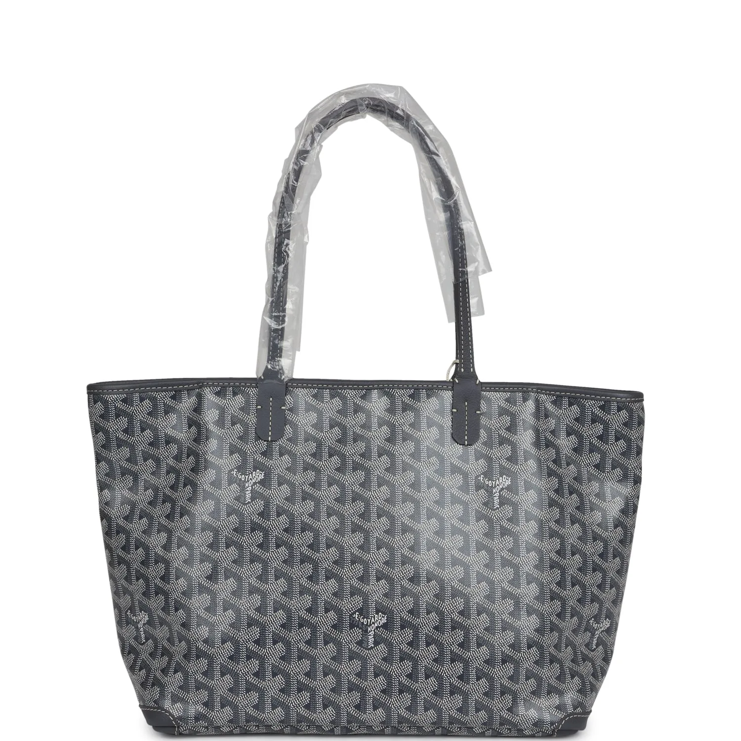 Goyard Goyardine Artois Tote PM Grey Canvas & Chevroches Calfskin Palladium Hardware