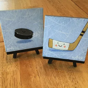 Hockey Puck & Stick Original Art