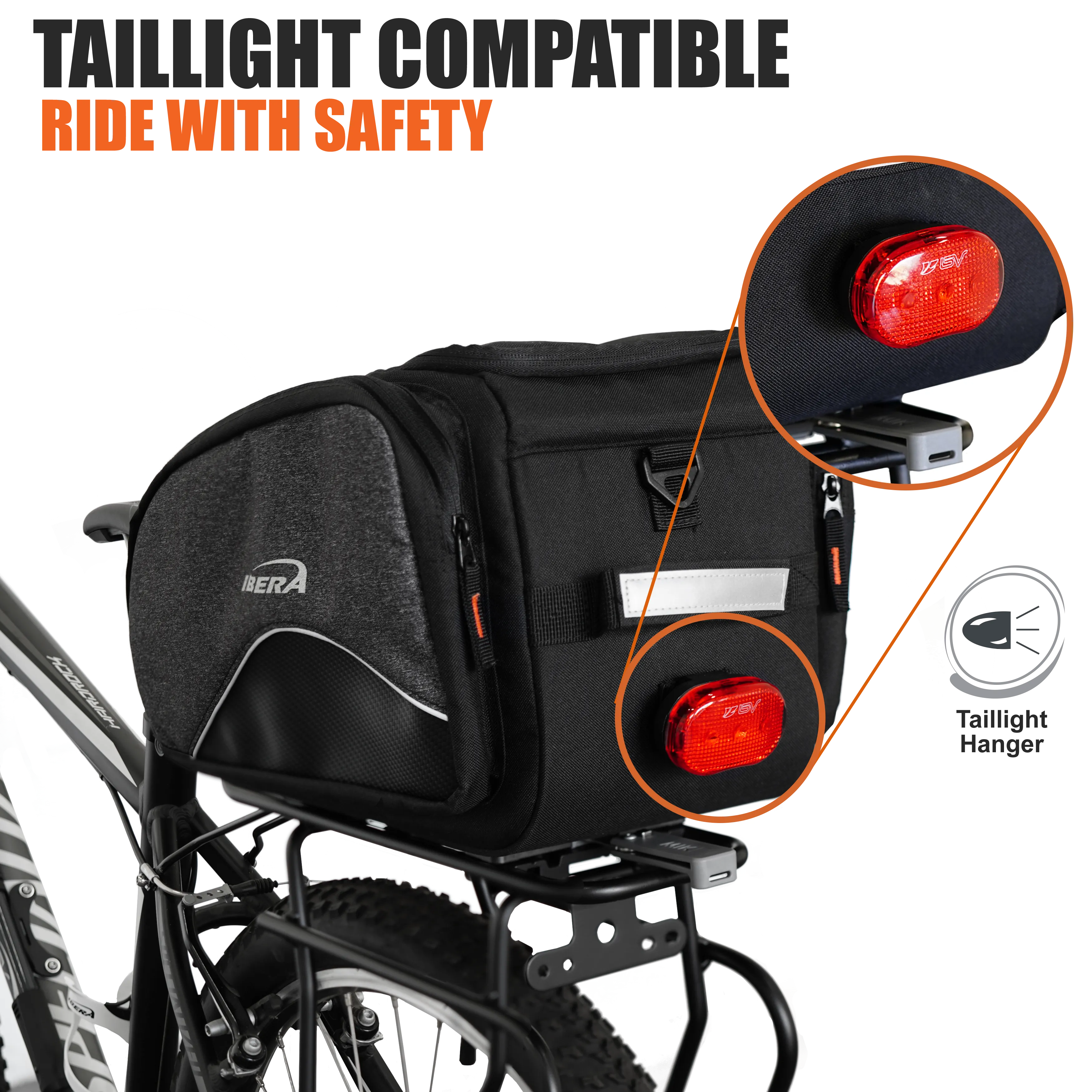 IBERA Bike MIK Trunk Bag Expandable Quick-Release Commuter Rear Seat Bag (Compatible with MIK Racks Only) | IB-BA25