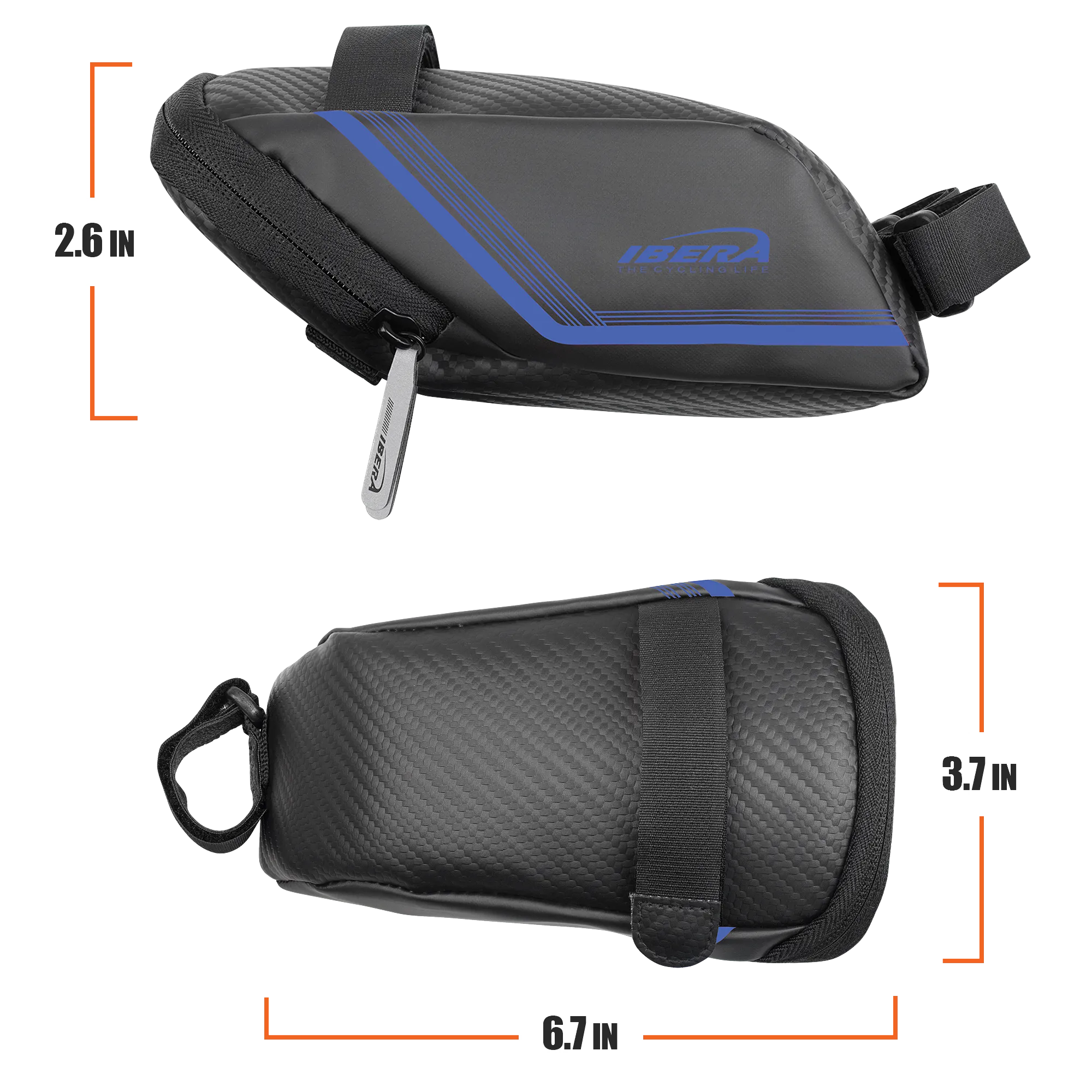 IBERA Strap-on Water-Resistant  Bike Saddle Bag |  IB-SB16-M