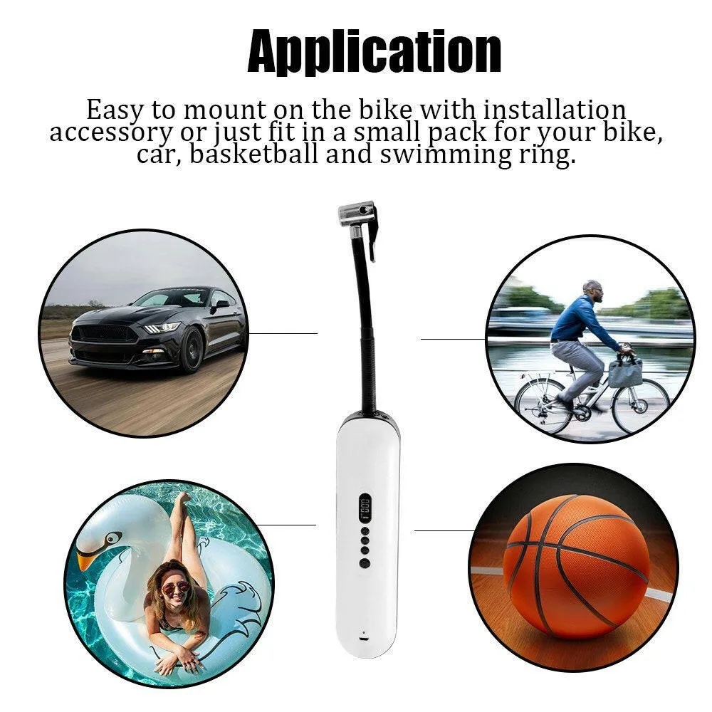 Intelligent Bike Electric Inflator Bicycles Cycle Air Pressure Pump Rechargeable Cordless Tire Pump MTB Road Basketball Car Tyre Air Inflator