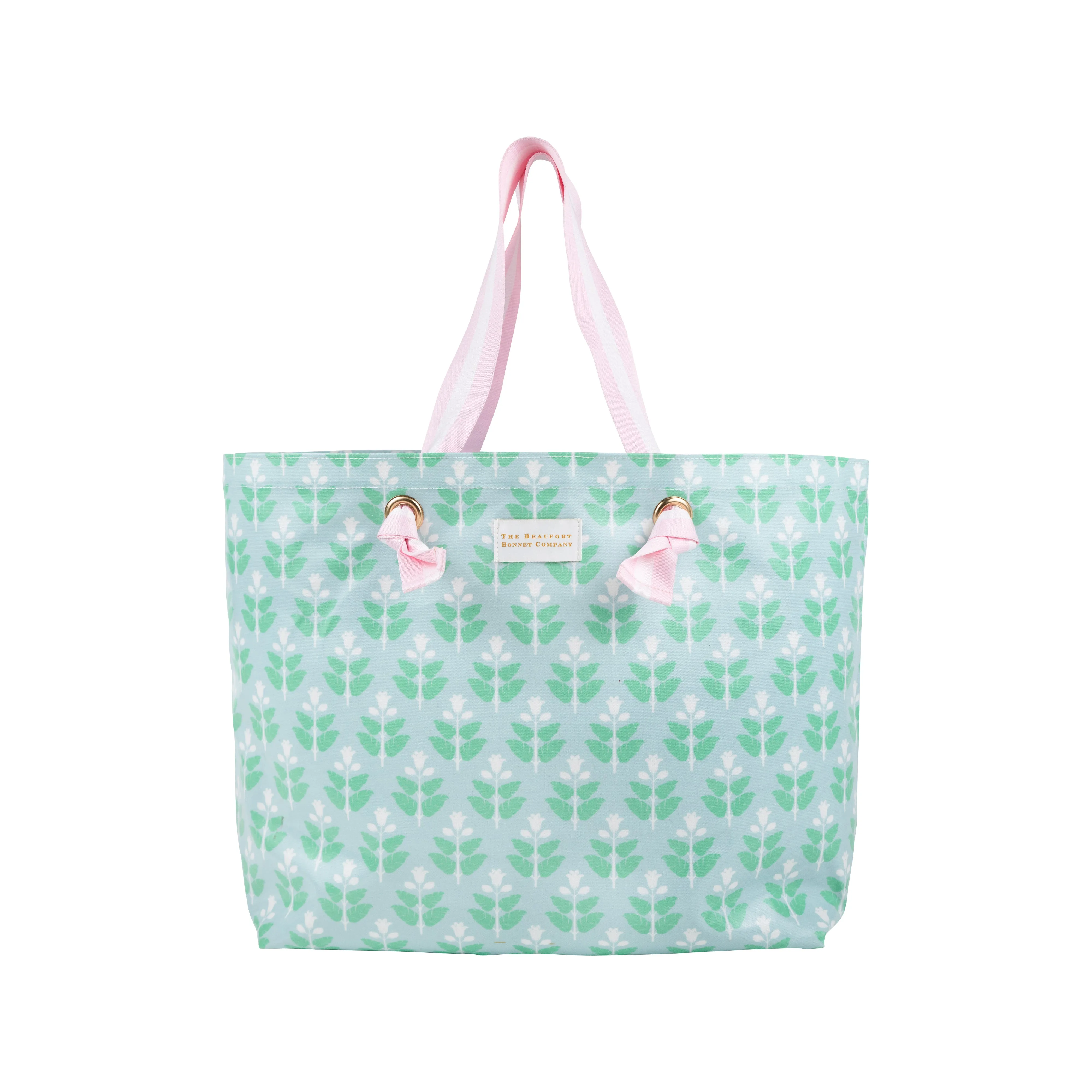 Isabelle Beach Bag - Hanover Hand Block with Palm Beach Pink