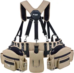 JACKSON PALMER Professional Comfort-Rig Tool Belt for the Curvy Girl with Adjustable Suspenders (Detachable Pockets & 2 Power Tool Hooks) for 30" - 50" waist