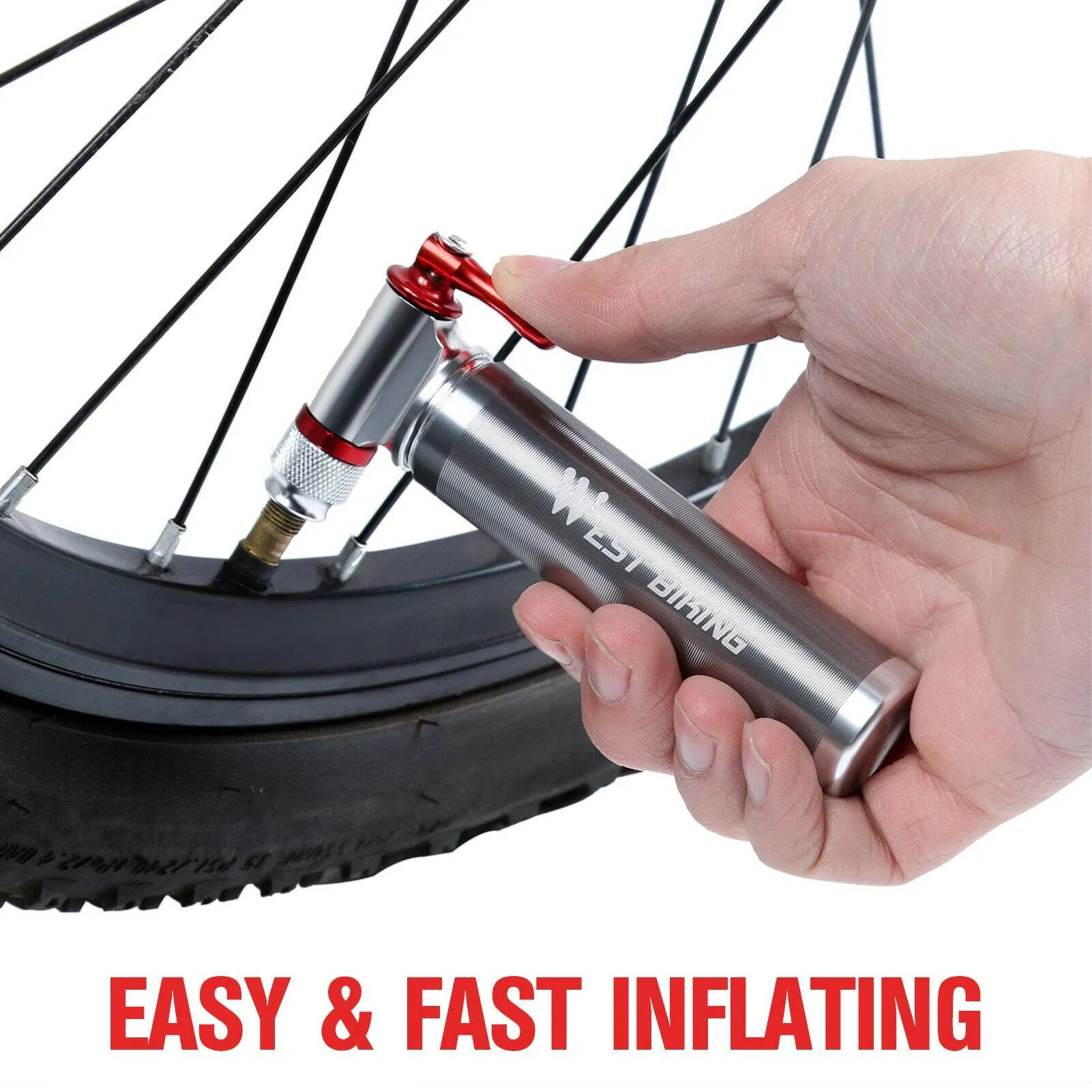 KKMOON  Mini Bike Pump CO2 Inflator Road Mountain Bikes Bicycle Tire Pump for Presta and Schrader