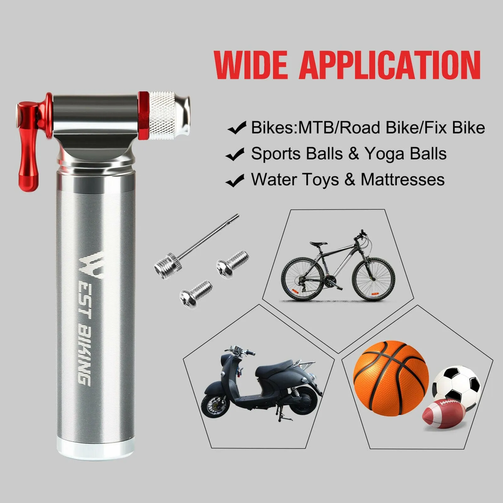 KKMOON  Mini Bike Pump CO2 Inflator Road Mountain Bikes Bicycle Tire Pump for Presta and Schrader