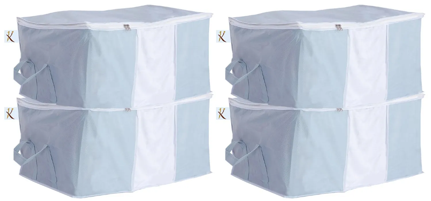 Kuber Industries 4 Piece Non Woven Underbed Storage Organiser Set (Grey)