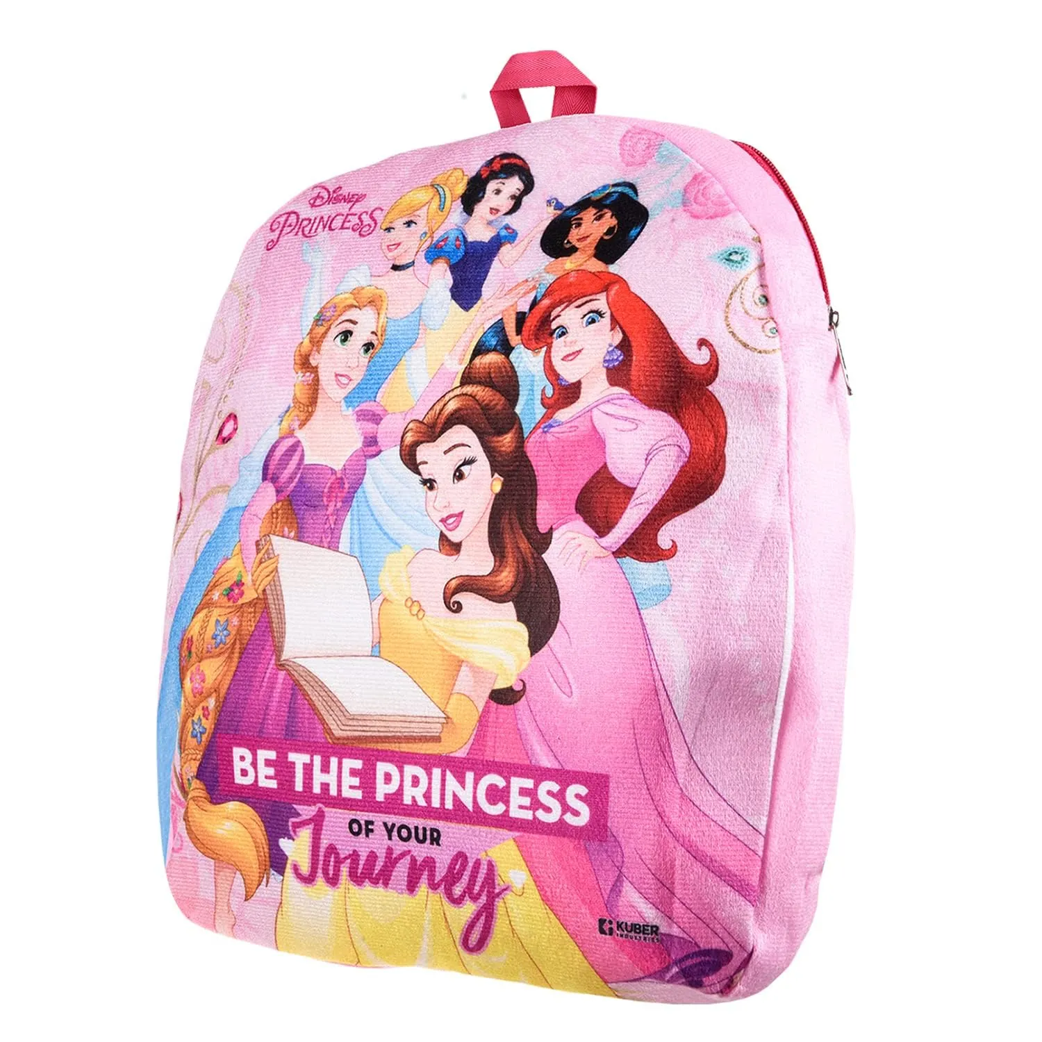 Kuber Industries Disney Princess School Bag | Velvet Kids School Bags | Student Bookbag | School Bag for Girls & Boys | School Backpack for Kids | Single Compartments | Pink