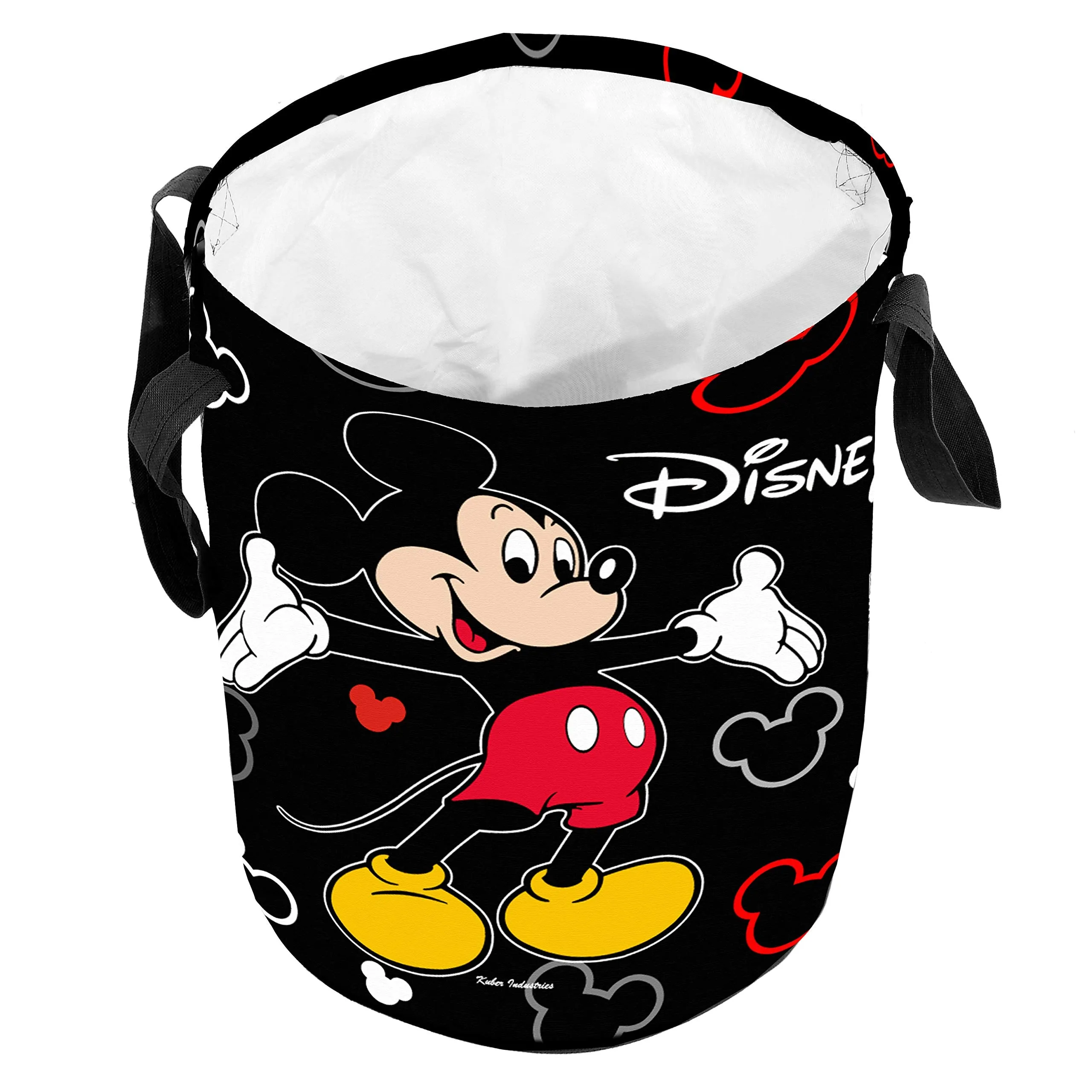 Kuber Industries Disney Print Waterproof Cotton Laundry Bag, Toy Storage, Laundry Basket Organizer 45 L (Black)-KUBMART1591