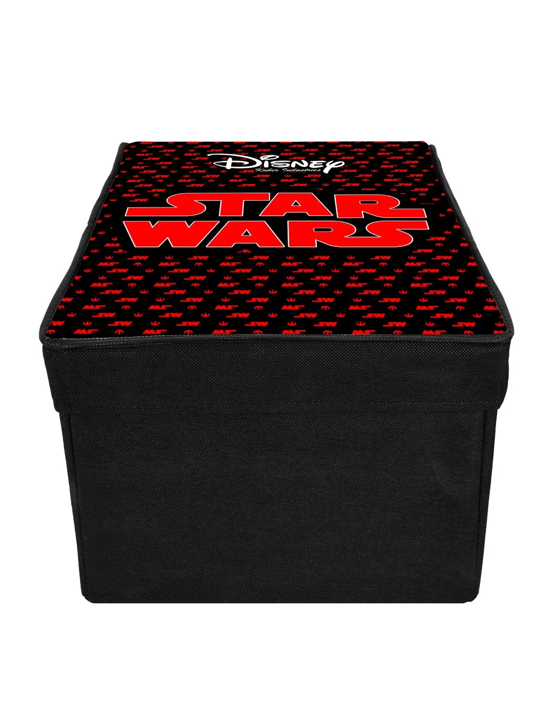 Kuber Industries Disney Star Wars Print Non Woven 2 Pieces Fabric Foldable Cloth Storage Wardrobe Organiser Box with Lid, Extra Large (Maroon)-KUBMART16319