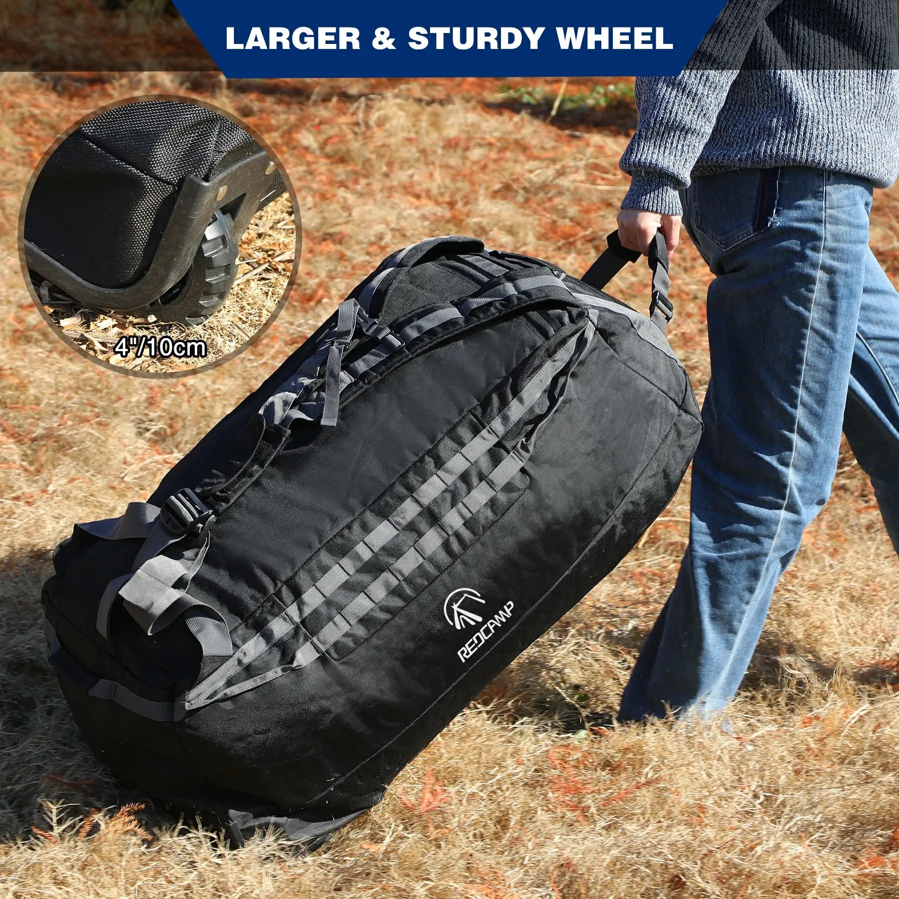 Large Duffle Bag with Wheels and Backpack Straps 100/120/140L