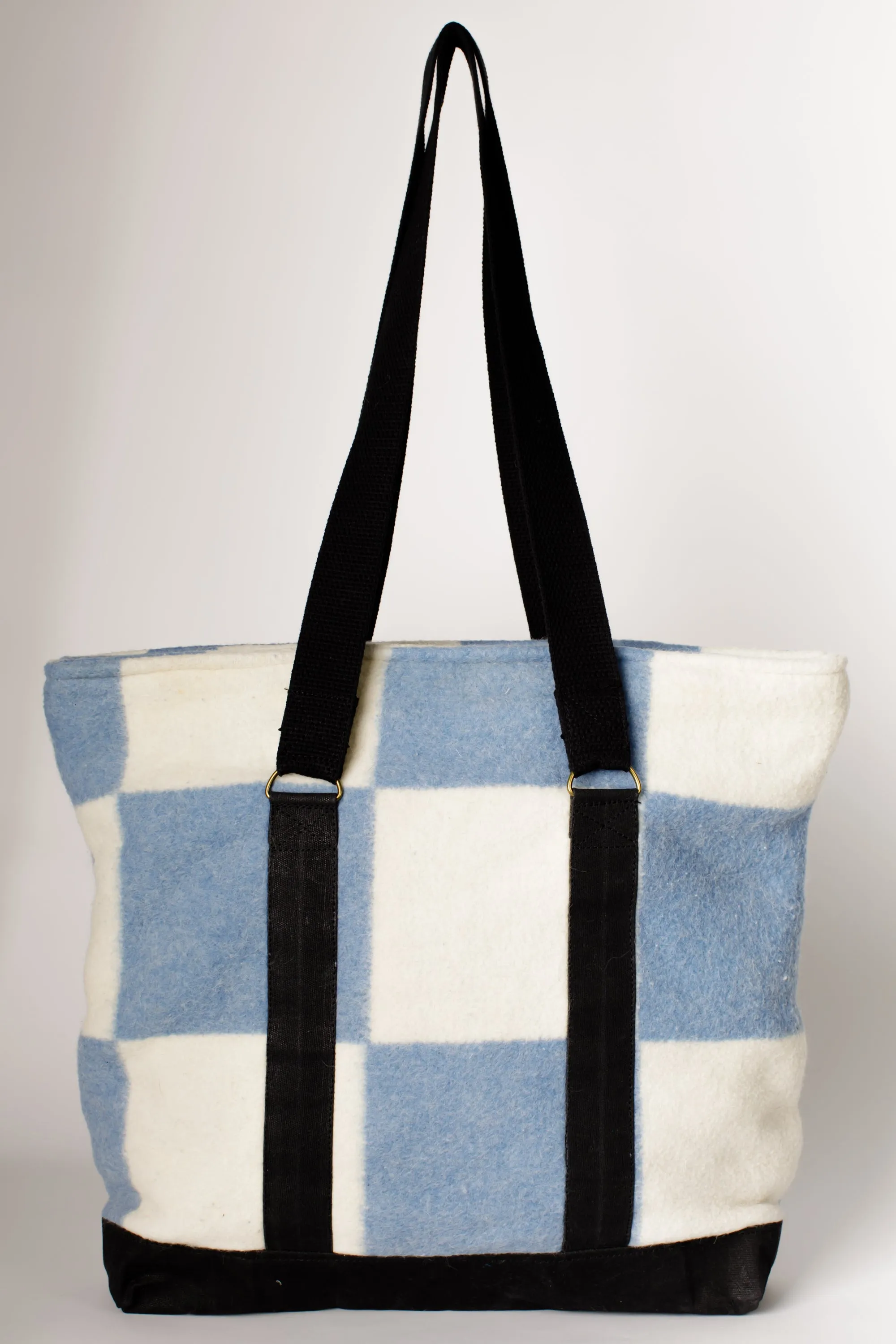 Large Wool Checkered Tote Bag