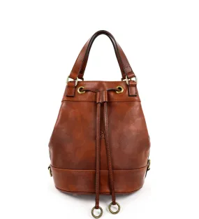 Leather Bucket Bag for Women - Light In August