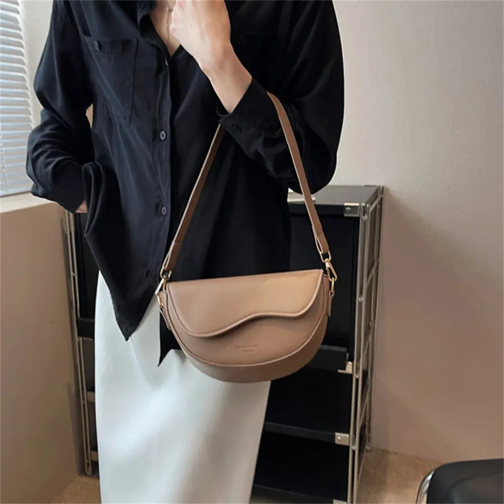 Leather Saddle Armpit Bags for Women Versatile Shoulder Crossbody Bag