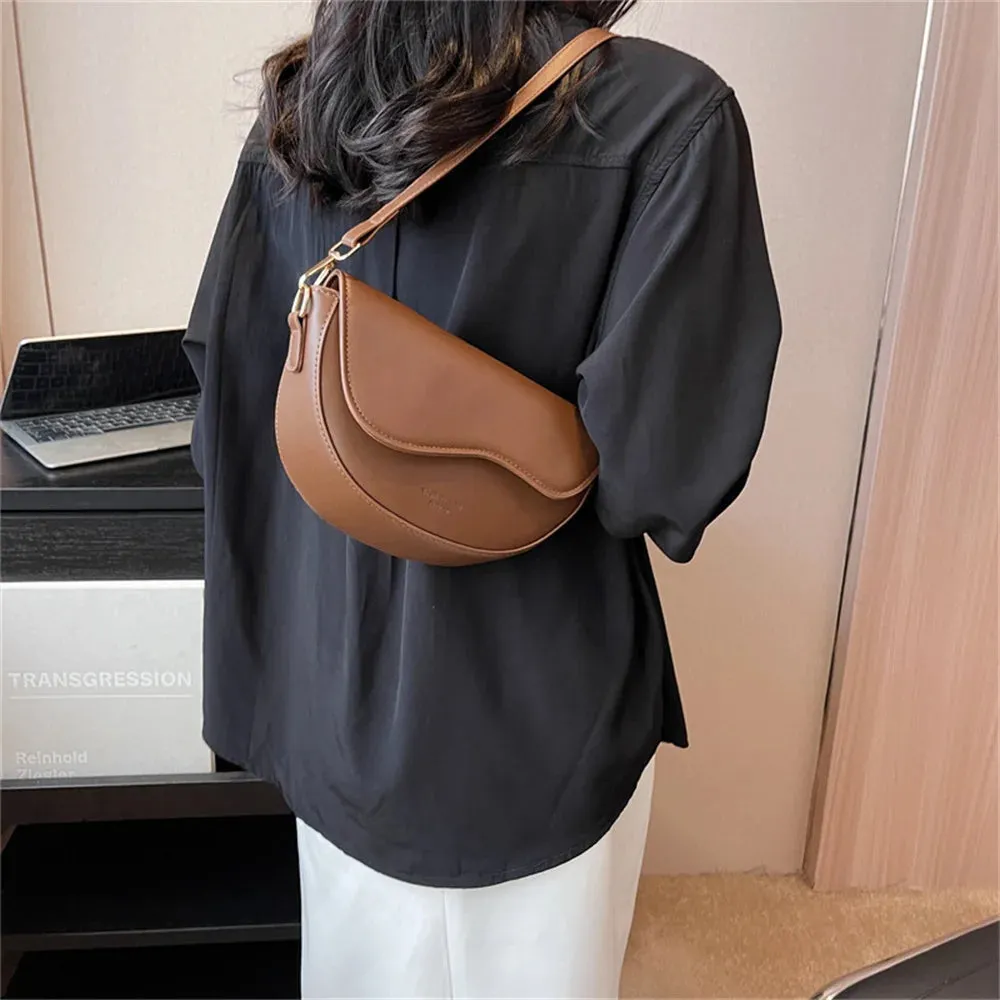 Leather Saddle Armpit Bags for Women Versatile Shoulder Crossbody Bag