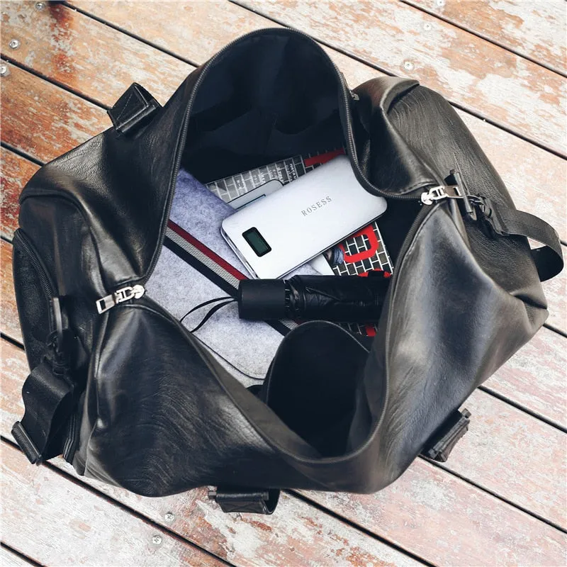 Leather Sport Travel Duffle Bag