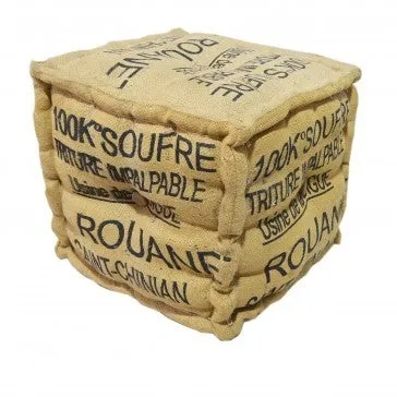 Letters Jute Cube Ottoman Puff