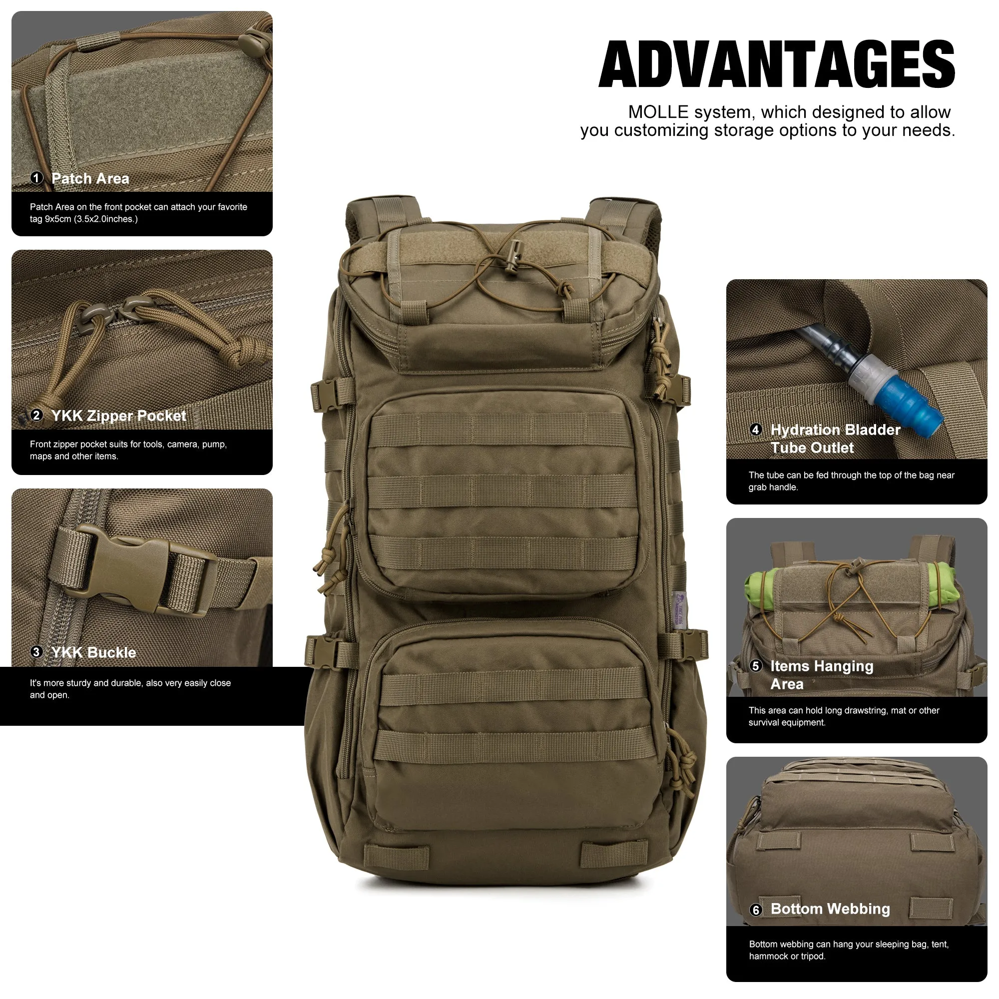 [M6347A] Mardingtop 28L Tactical Backpacks Molle Daypacks for Hiking Military