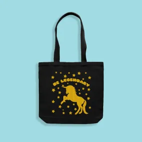 MAKE Original - Be Legendary -  Gold Glitter Black Tote Bag