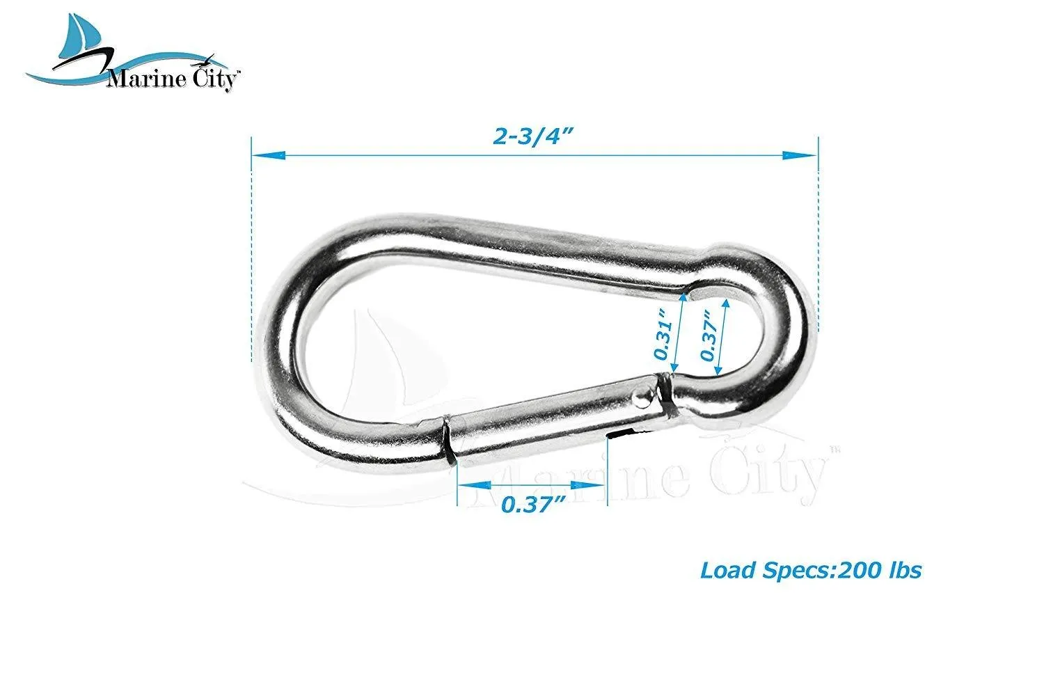 Marine City 316 Stainless-Steel 2-3/4” Carabiners/Clip Snap Hook for Climbing, Fishing, Hiking (4pcs)