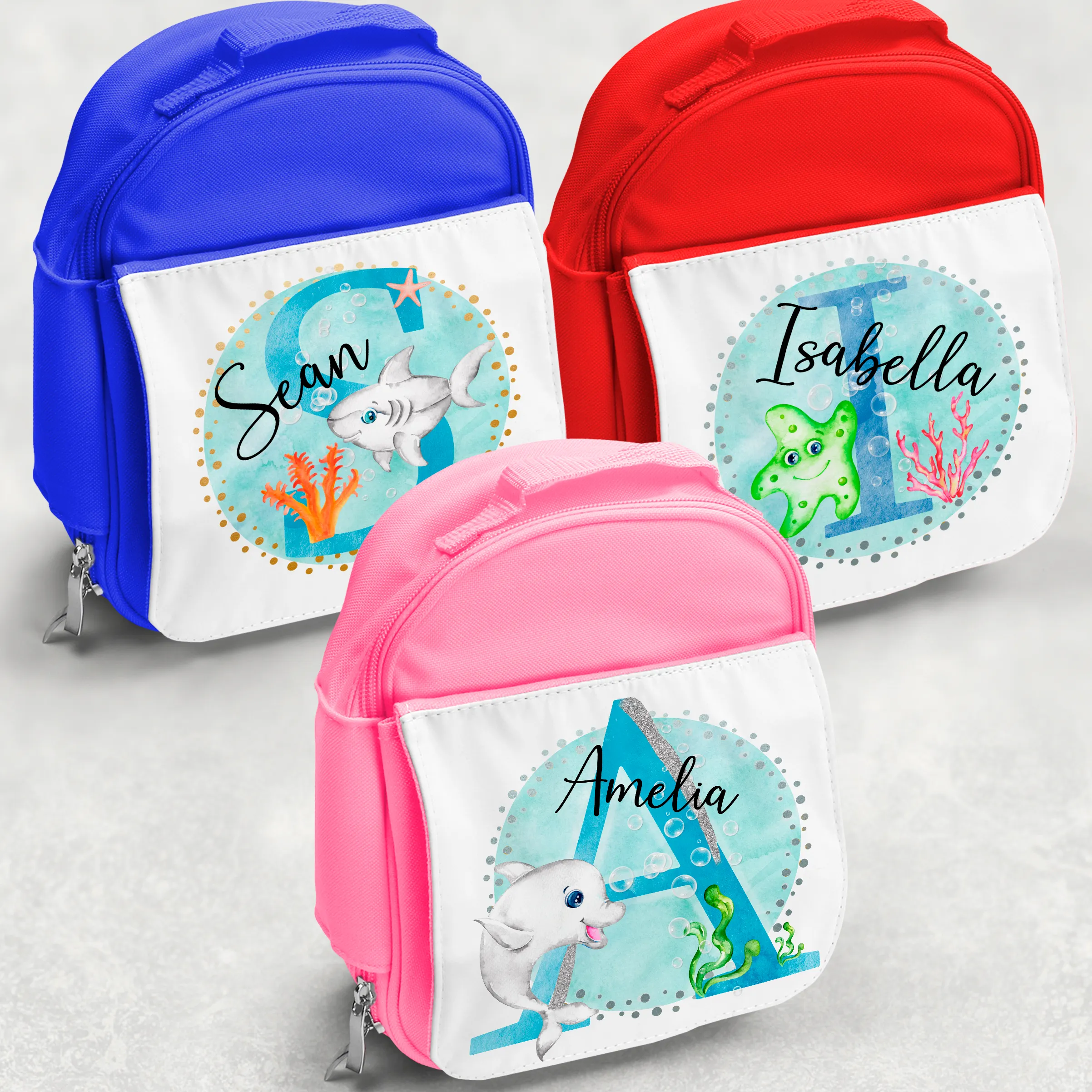 Marine Sea Life Alphabet Personalised Kids Insulated Lunch Bag