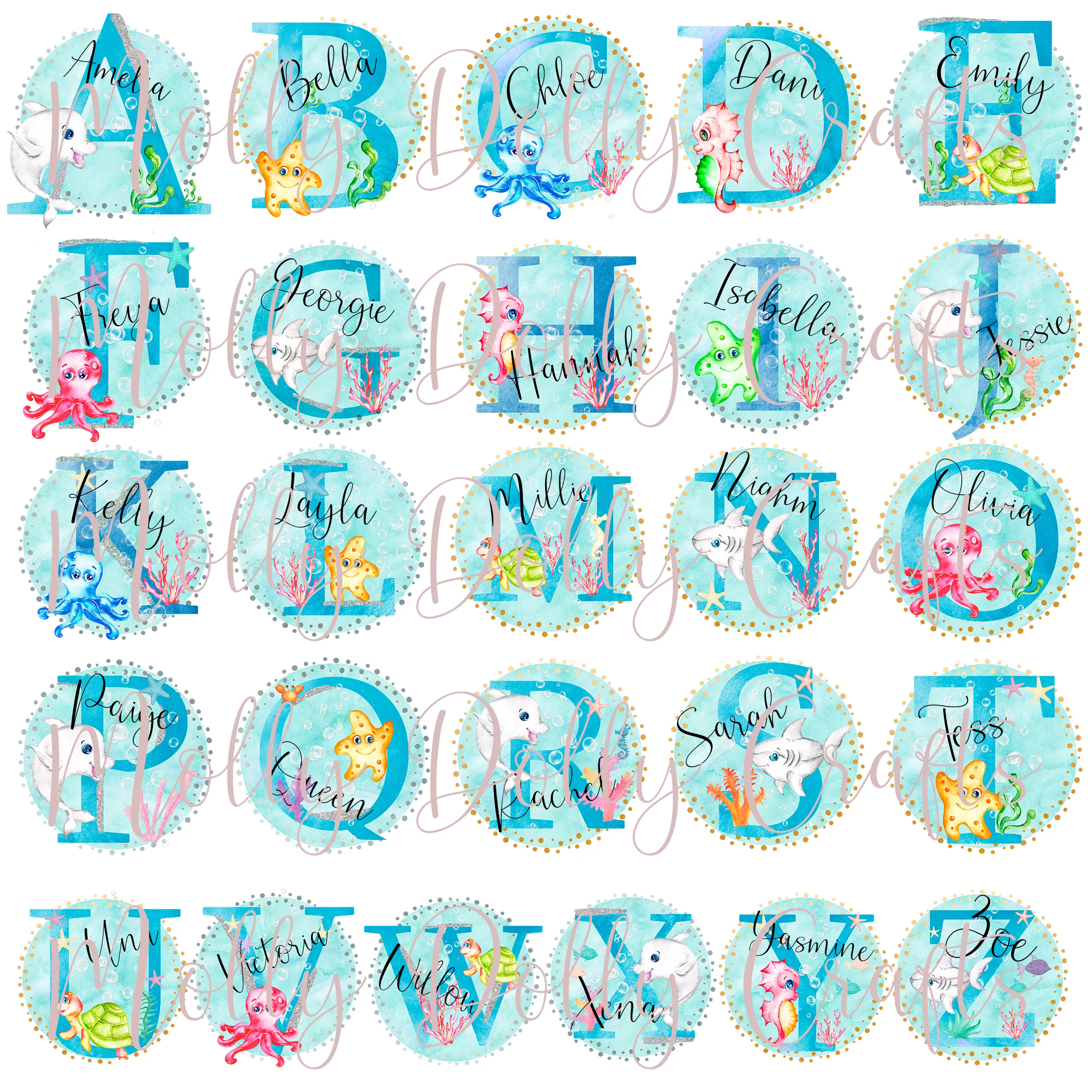 Marine Sea Life Alphabet Personalised Kids Insulated Lunch Bag