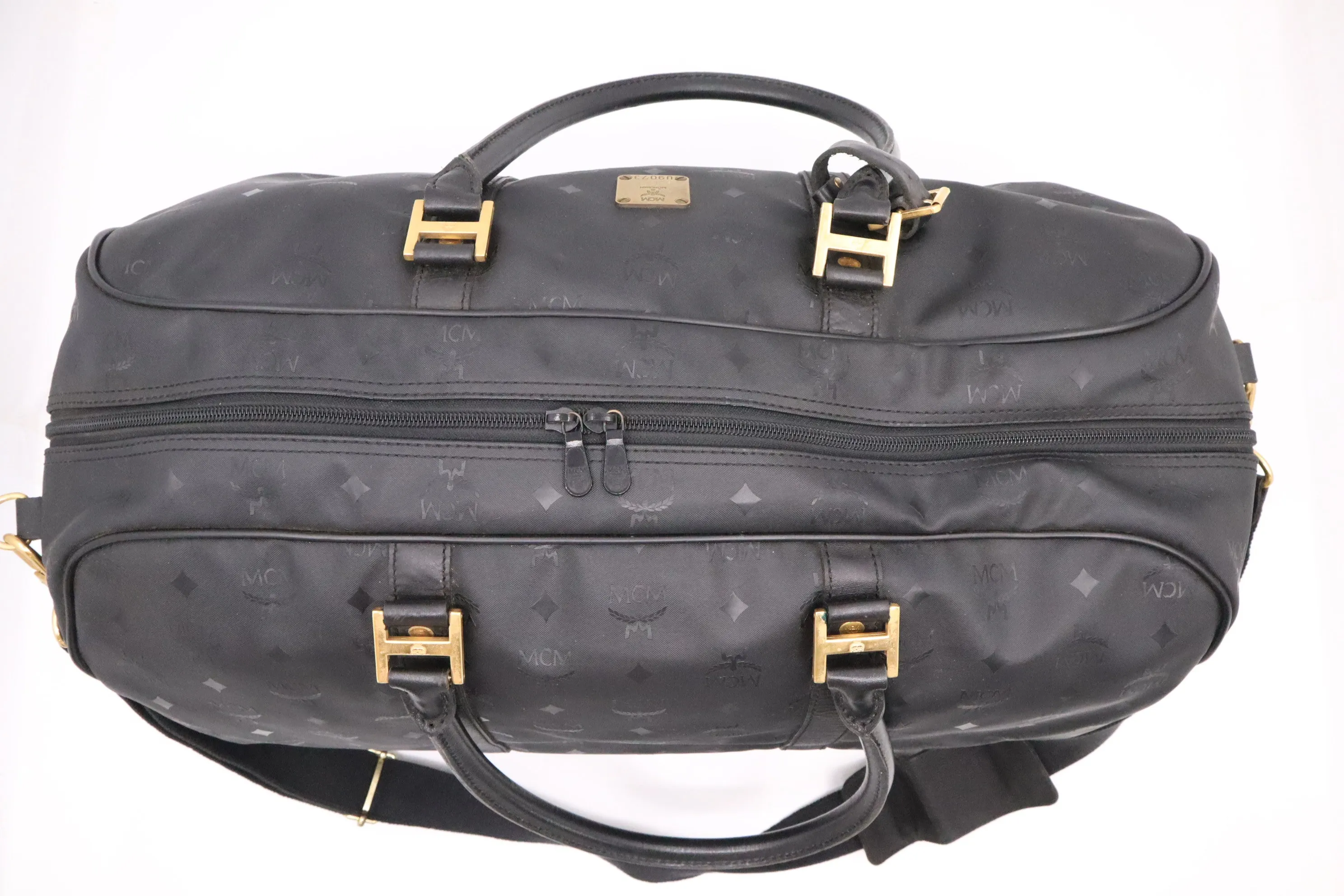 MCM Duffle Bag in Black Coated Canvas