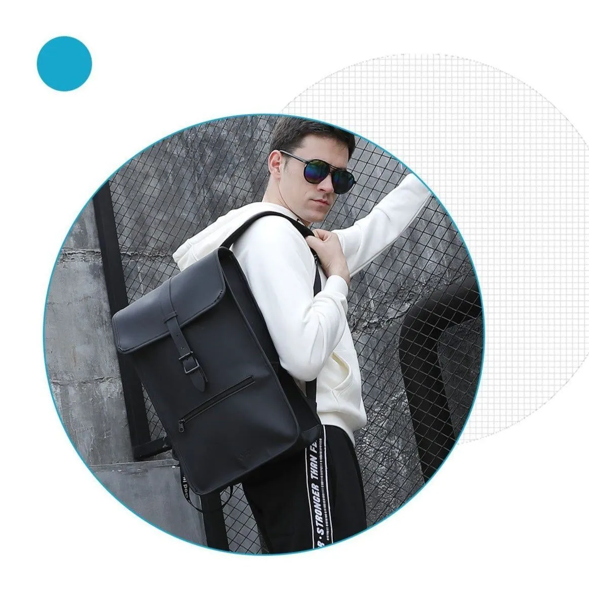 Men's Leather Cool Backpack CBTOS14 Laptop Waterproof Travel Bag