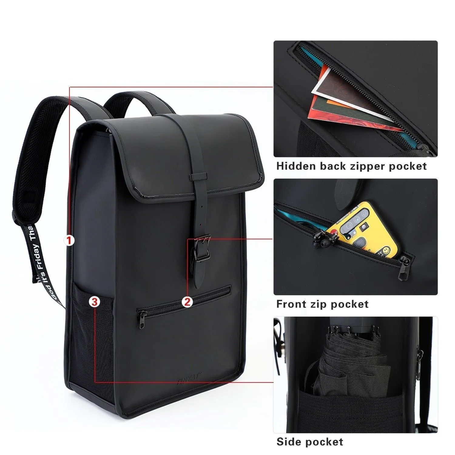 Men's Leather Cool Backpack CBTOS14 Laptop Waterproof Travel Bag