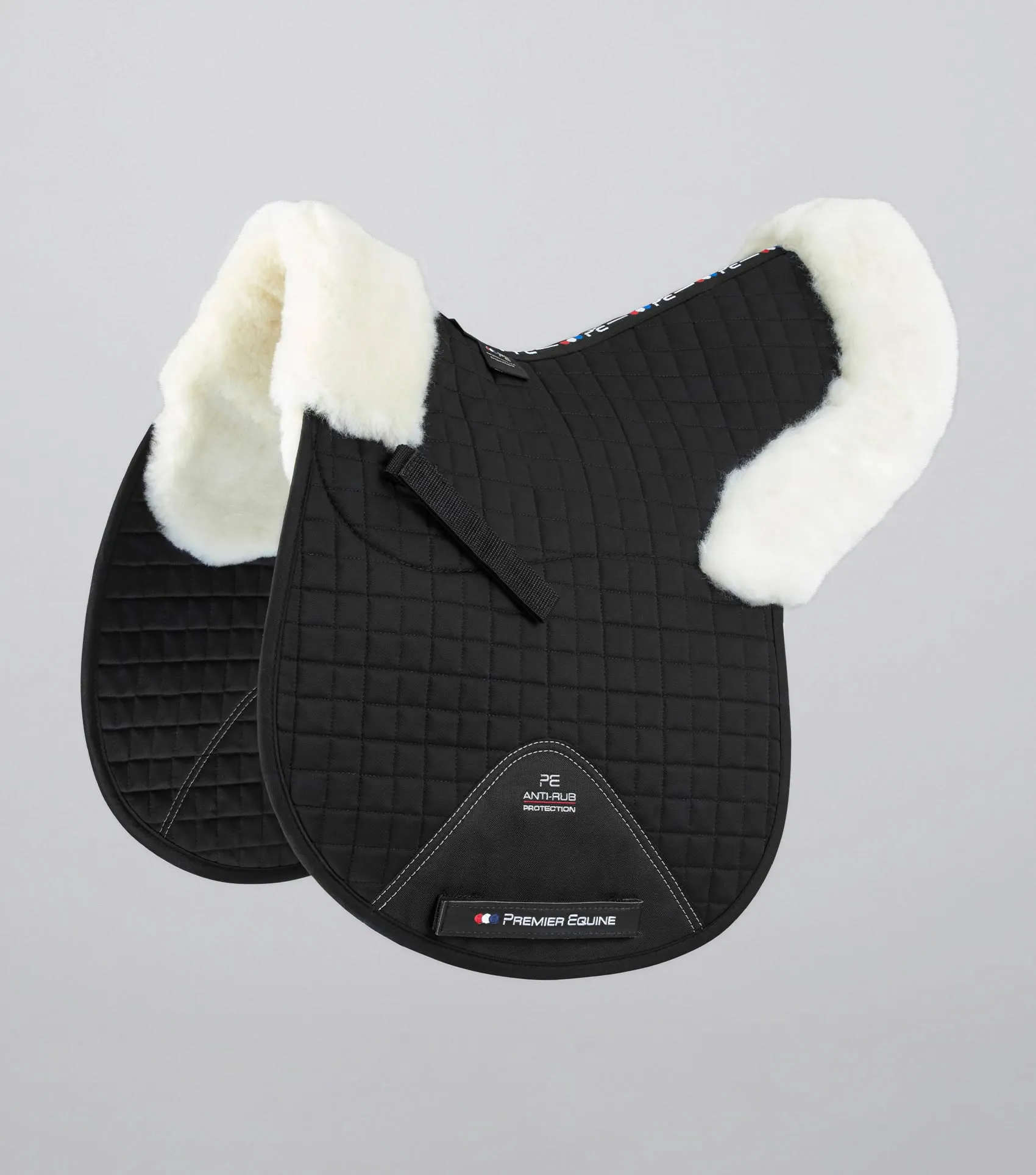 Merino Wool Saddle Pad - GP/Jump Numnah Black/Natural Wool