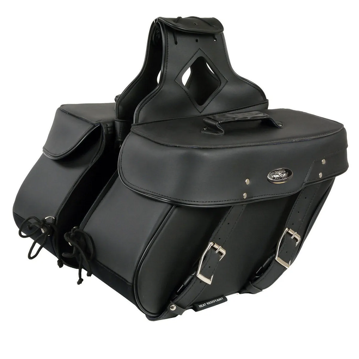 Milwaukee Leather SH592ZB Black Zip-Off PVC Throw Over Slanted Saddle Bag