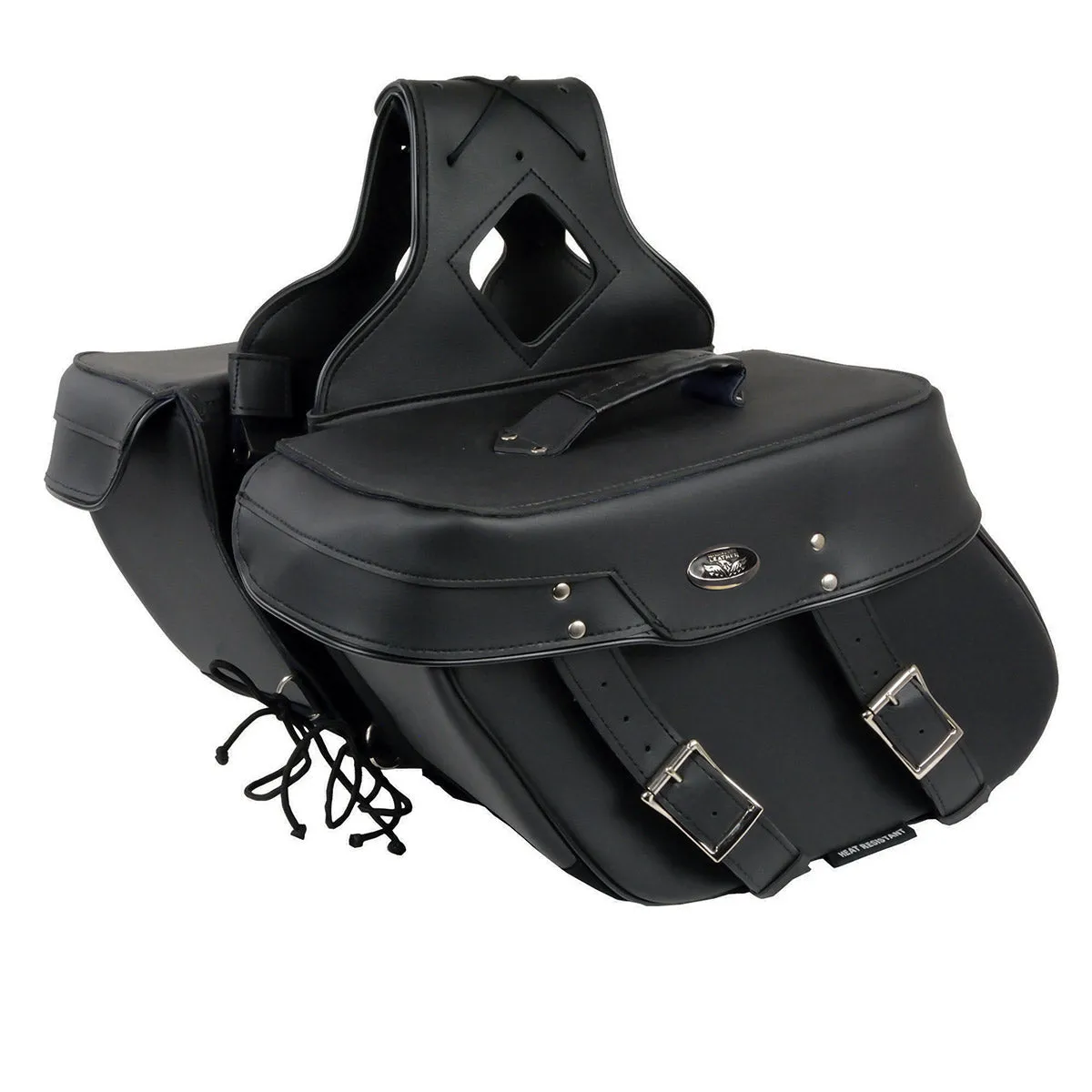 Milwaukee Leather SH592ZB Black Zip-Off PVC Throw Over Slanted Saddle Bag