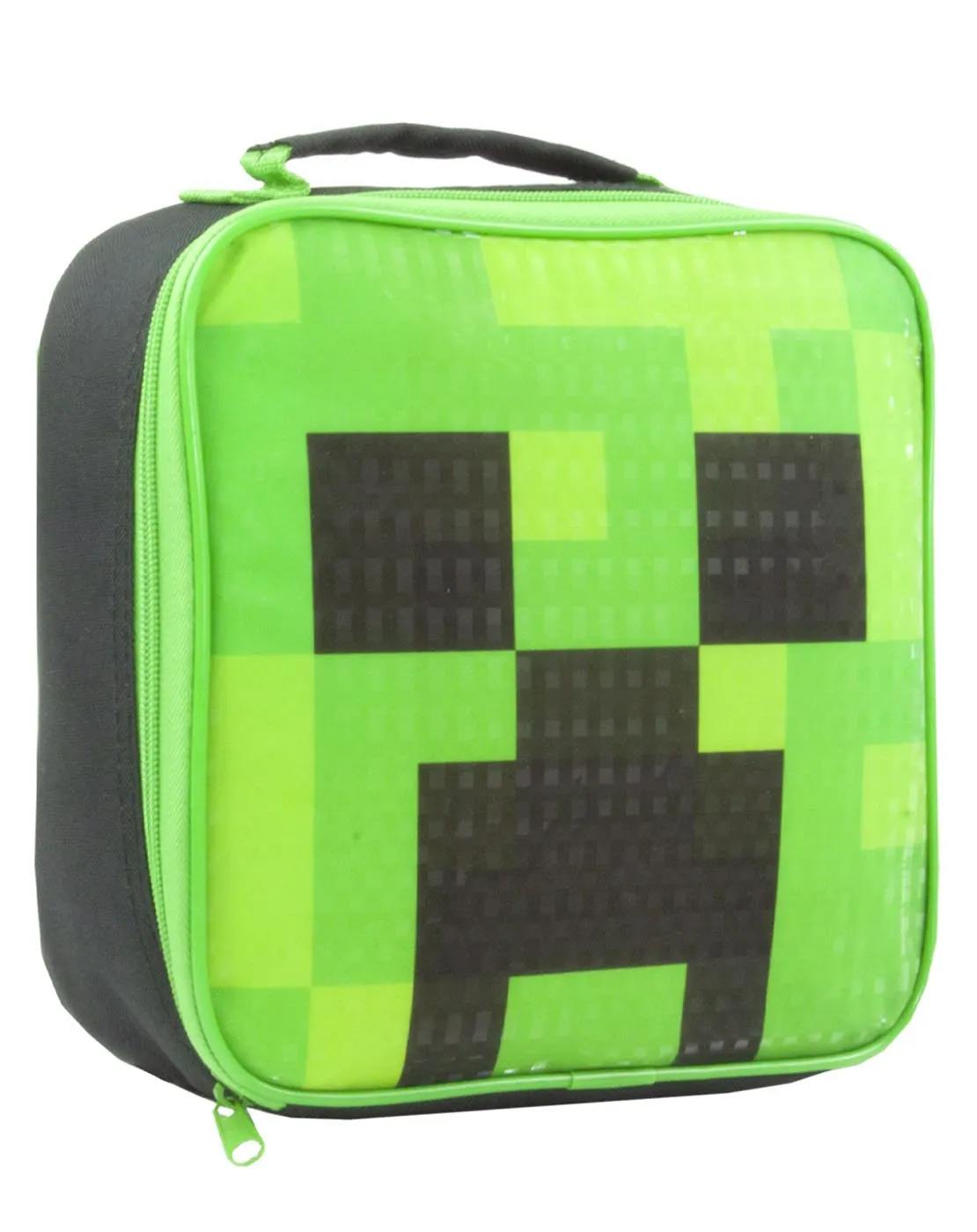 Minecraft Creeper Face Lunch Bag Set (Lunch Box, Water bottle, Snack Pot) - Green