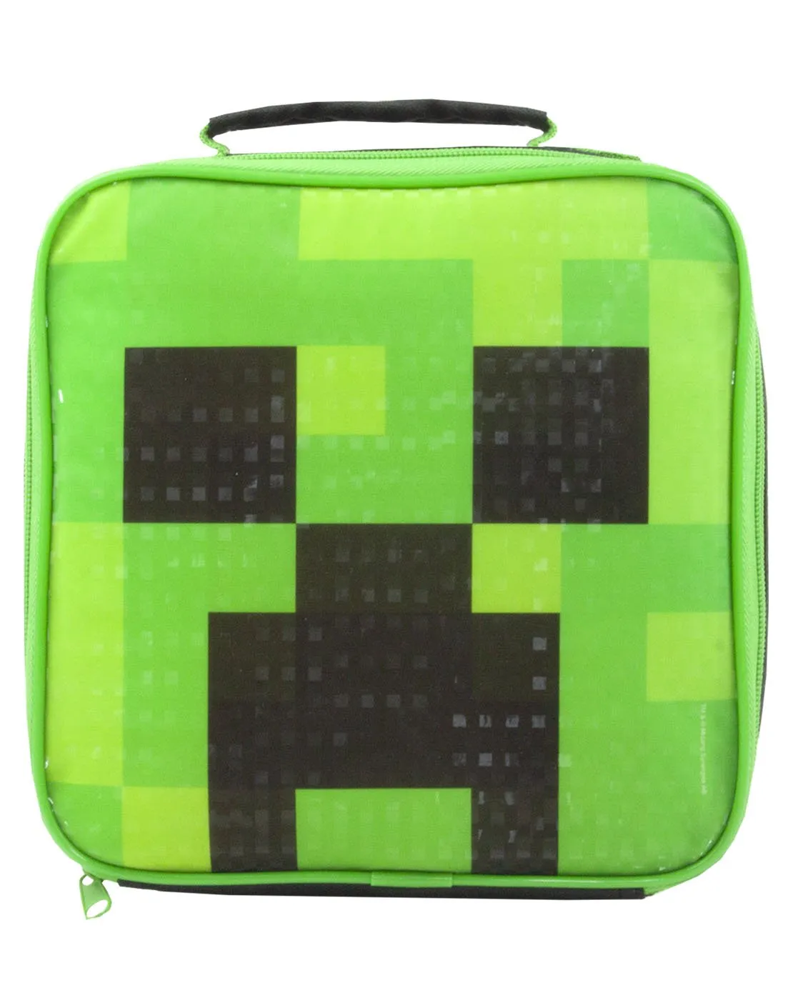 Minecraft Creeper Face Lunch Bag Set (Lunch Box, Water bottle, Snack Pot) - Green