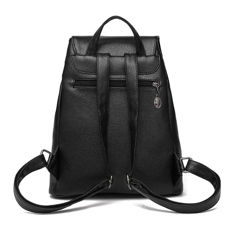 Mini Black Leather Backpack School Bags For Teenagers Girls 2016 Bagpack Women Mochilas Escolares Adolescentes Femininas