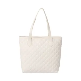 Miniso Classic Diamond Pattern Quilted Shoulder Tote Bag(Beige)