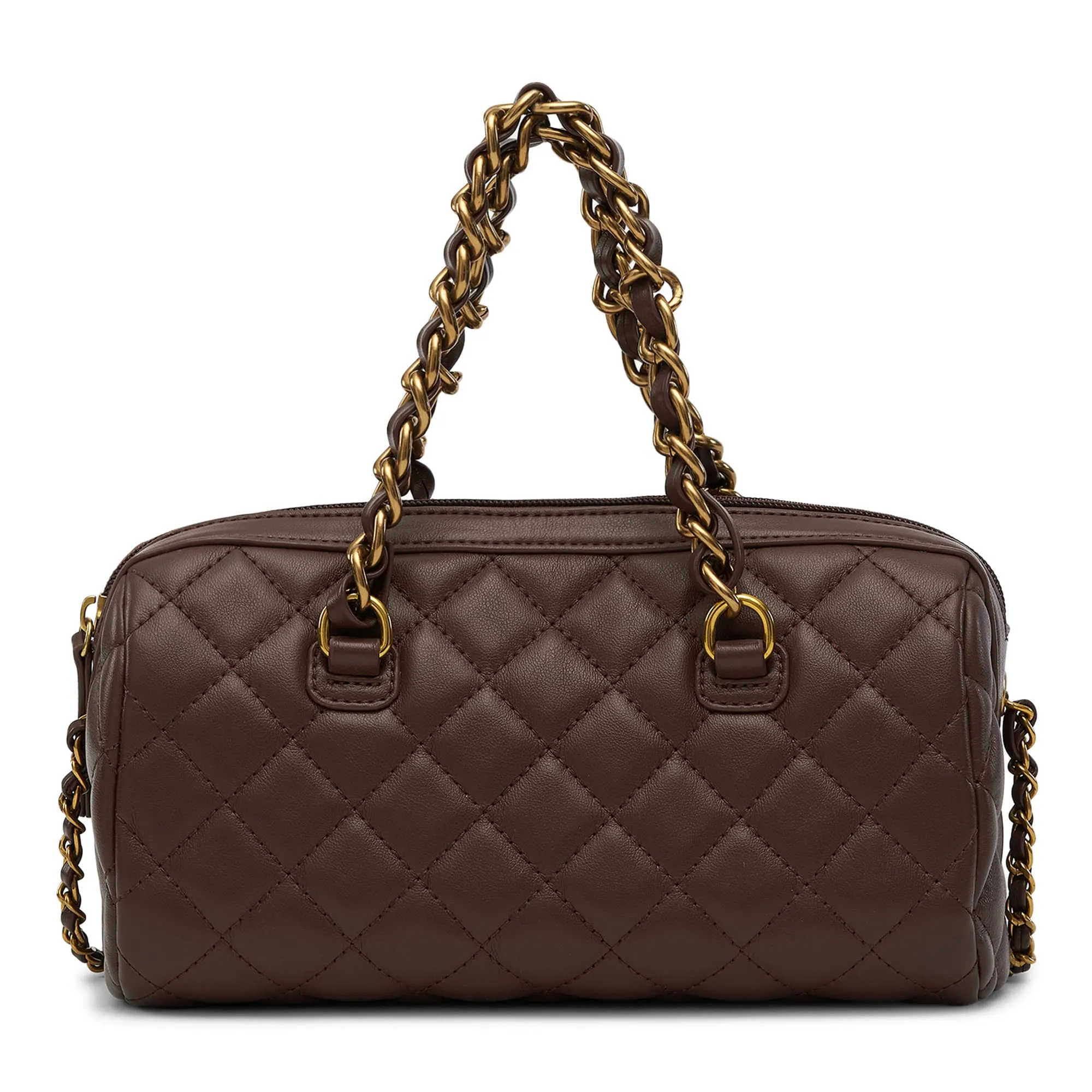 Miraggio Kylee Brown Quilted Handbag with Sling Chain Strap