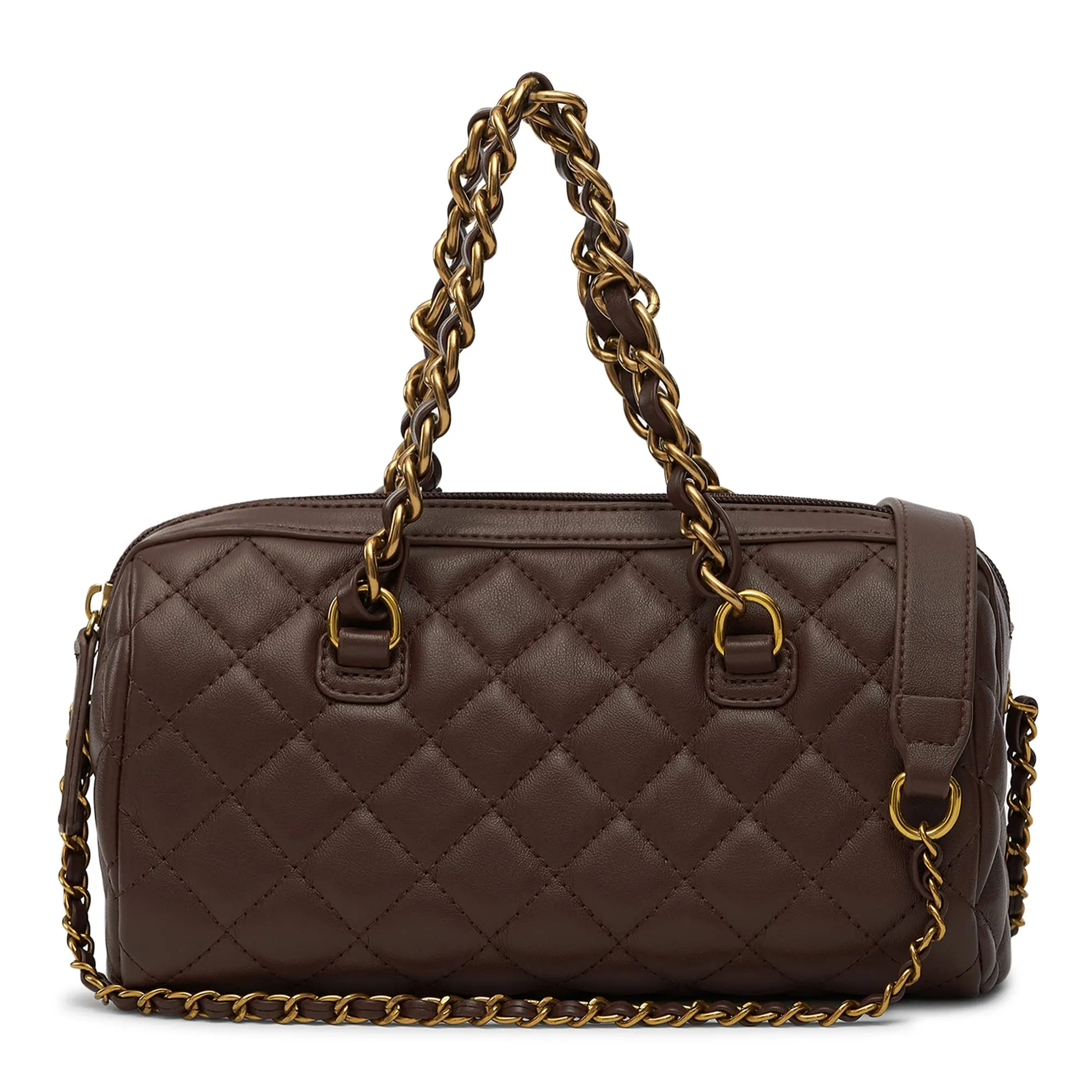 Miraggio Kylee Brown Quilted Handbag with Sling Chain Strap